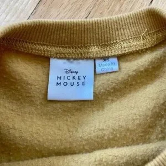 Disney Mickey Mouse Crew Neck Retro Mustard Yellow Sweatshirt Size XS - Picture 5 of 11